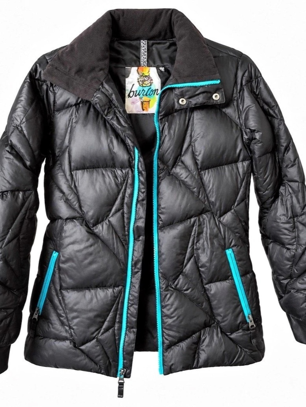 Burton DRYRIDE Women’s Down Puffer Jacket Black Turquoise Size S